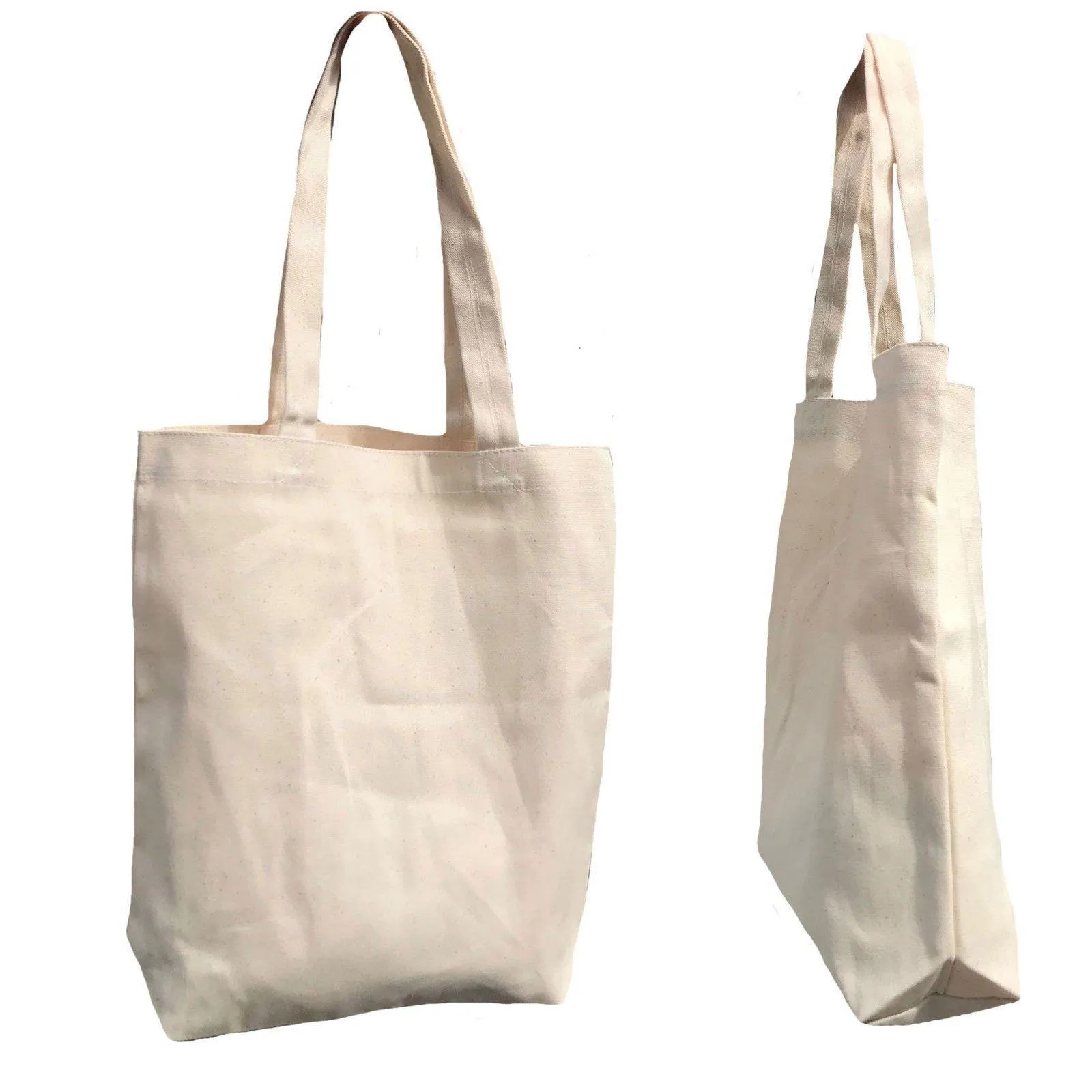 1 Dozen Cotton Reusable Grocery Shopping Tote Bags Gusset Natural Wholesale Bulk