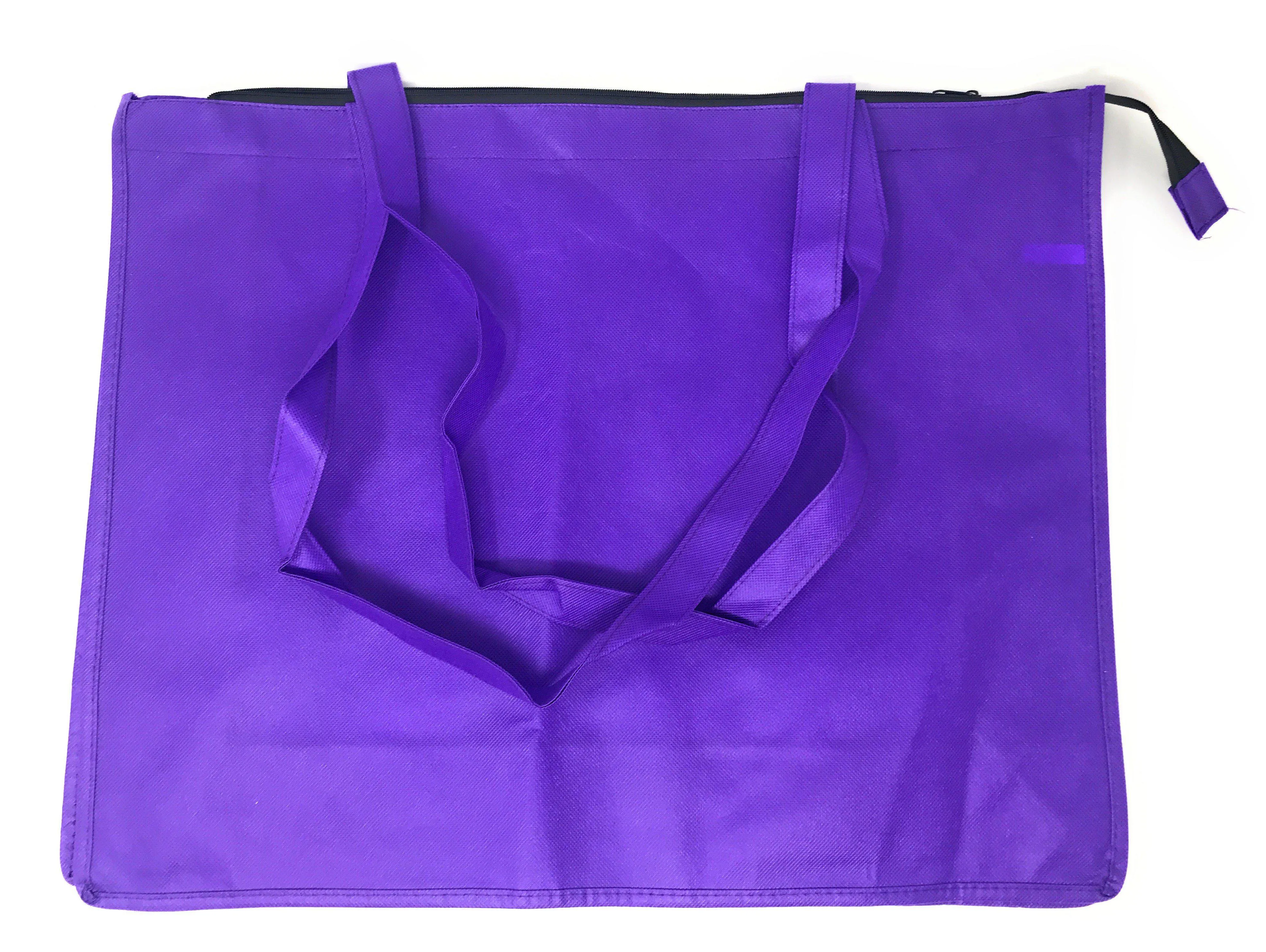 1 Dozen Large Big 20inch Zippered Reusable Grocery Shopping Tote Bags With Gusset Wholesale Bulk