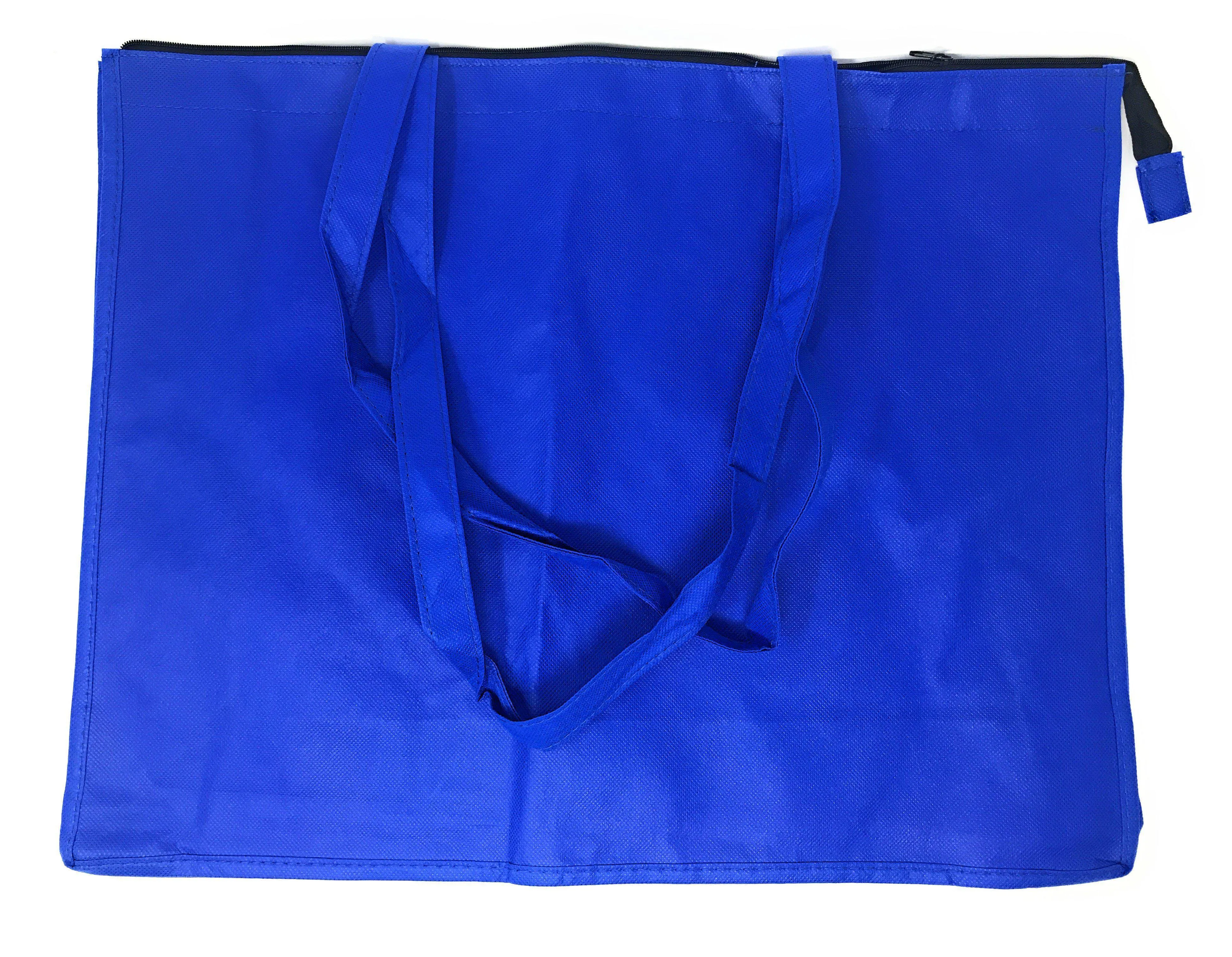 1 Dozen Large Big 20inch Zippered Reusable Grocery Shopping Tote Bags With Gusset Wholesale Bulk