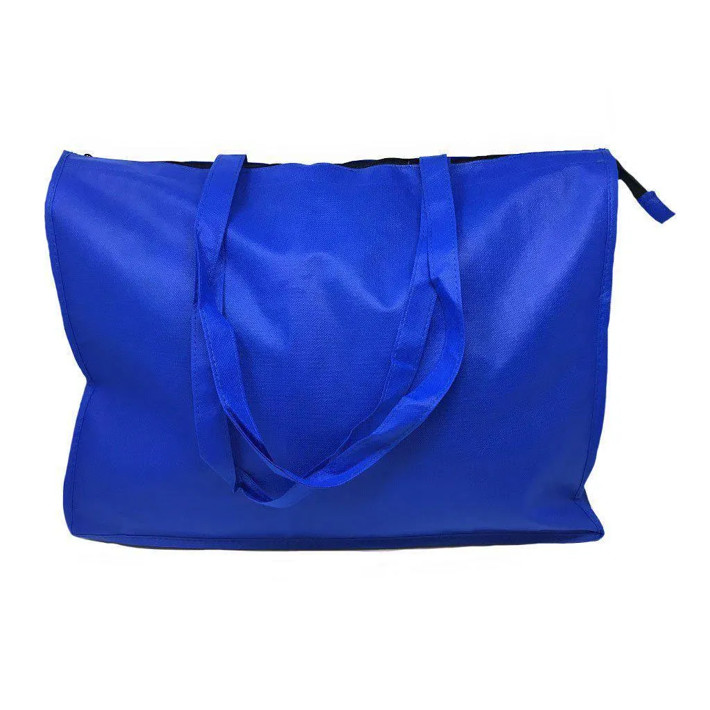 1 Dozen Large Big 20inch Zippered Reusable Grocery Shopping Tote Bags With Gusset Wholesale Bulk
