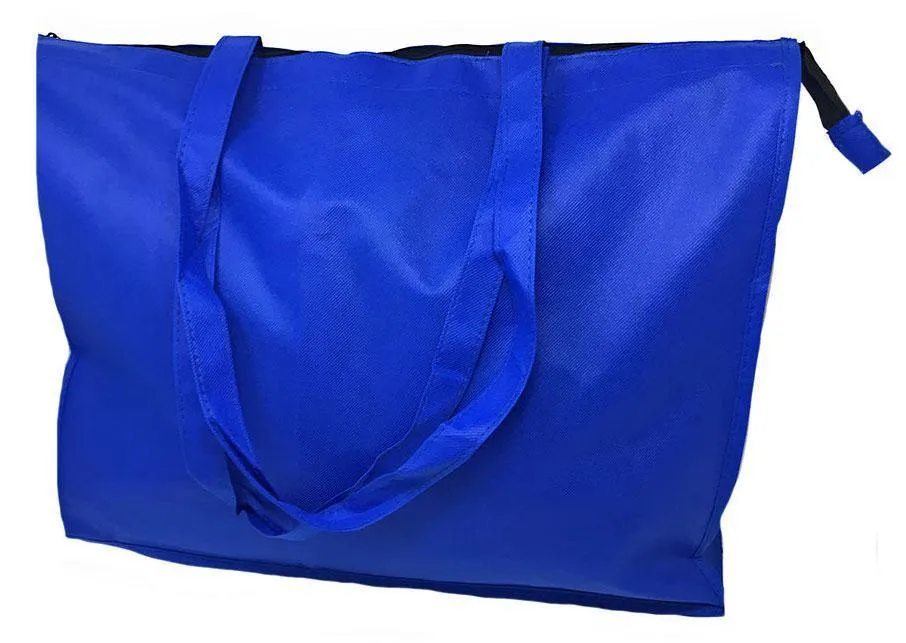 1 Dozen Large Big 20inch Zippered Reusable Grocery Shopping Tote Bags With Gusset Wholesale Bulk
