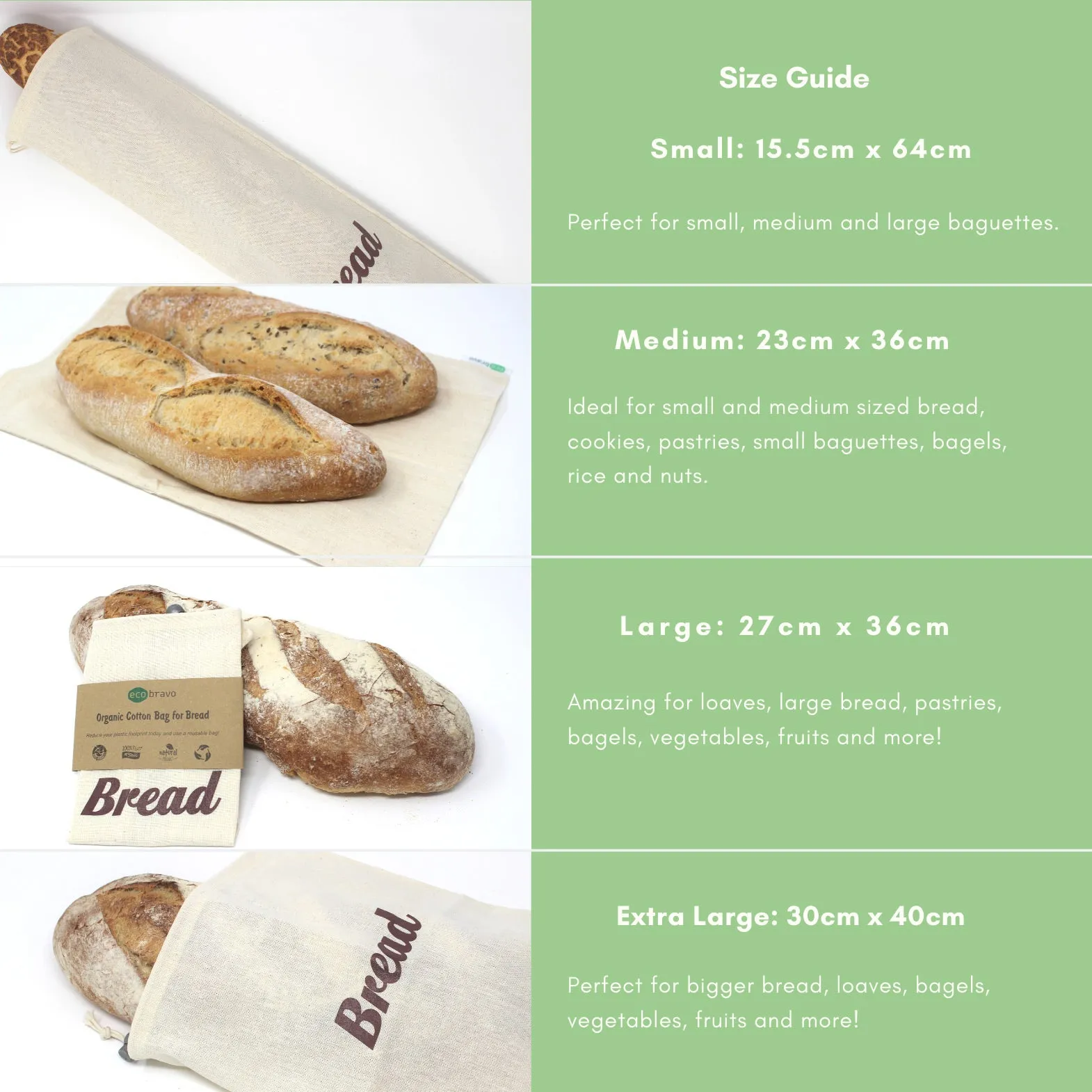100% Organic Cotton Bread Bag from Natural Fabric