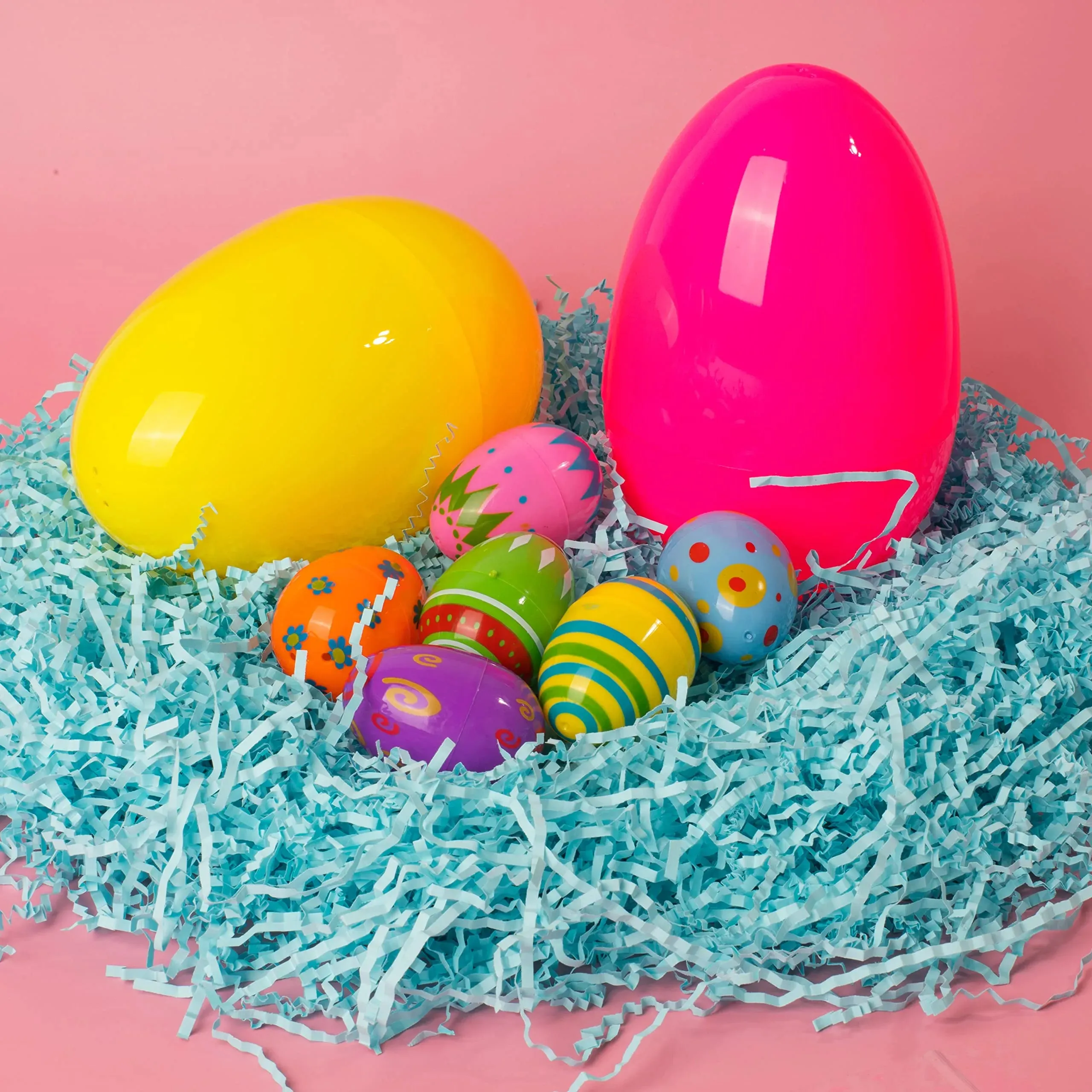 12Pcs Jumbo Plastic Bright Solid Easter Egg Shells 7in