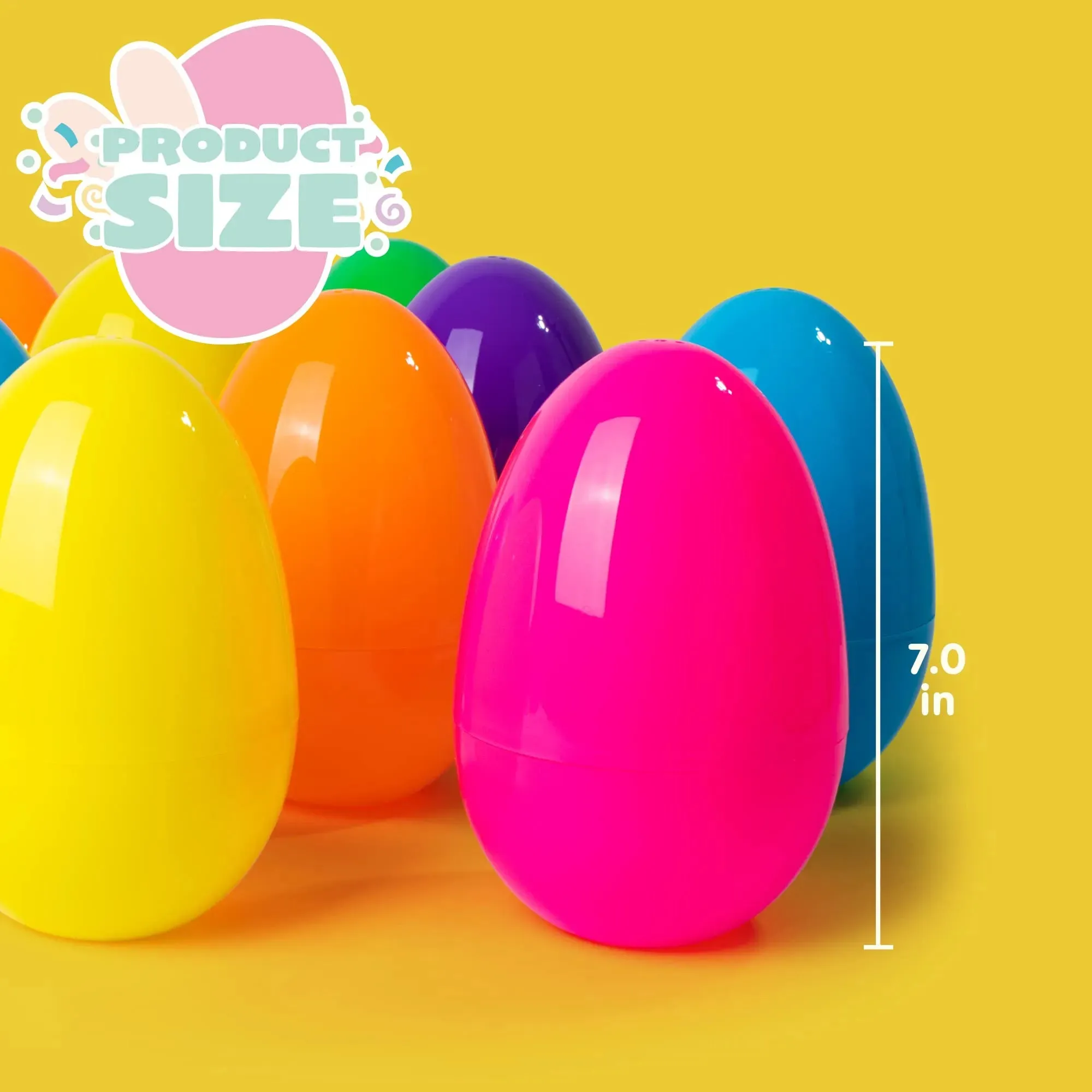 12Pcs Jumbo Plastic Bright Solid Easter Egg Shells 7in