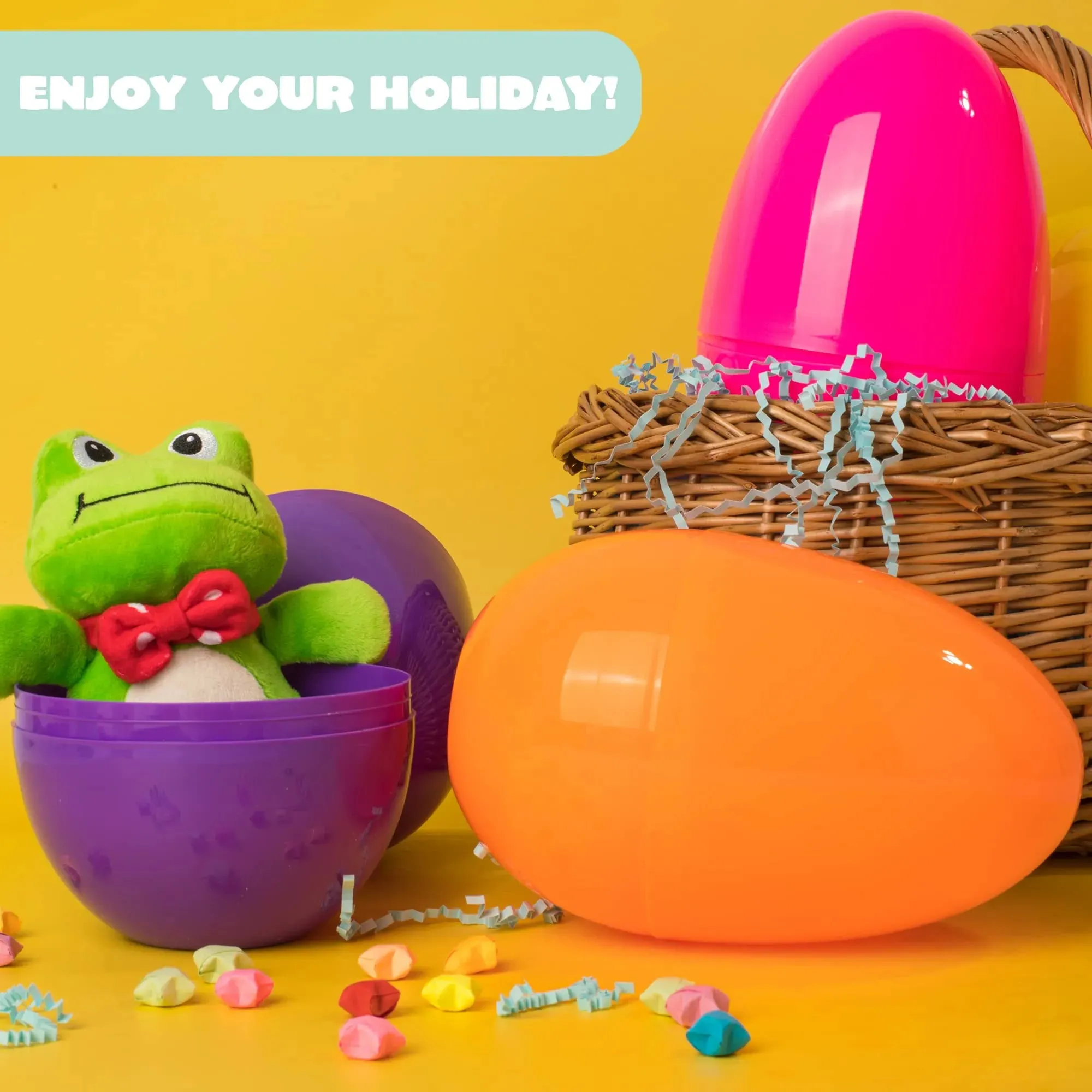 12Pcs Jumbo Plastic Bright Solid Easter Egg Shells 7in