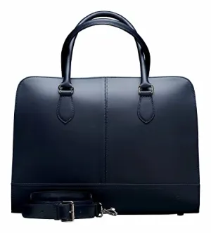 14 and 13 Inch Laptop Bag with Luggage Strap, Leather Briefcase for Women, Shoulder Bag with Shoulder Strap, Dark Blue, Medium