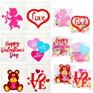 150Pcs Valentines Four-sided Cellophane Bag