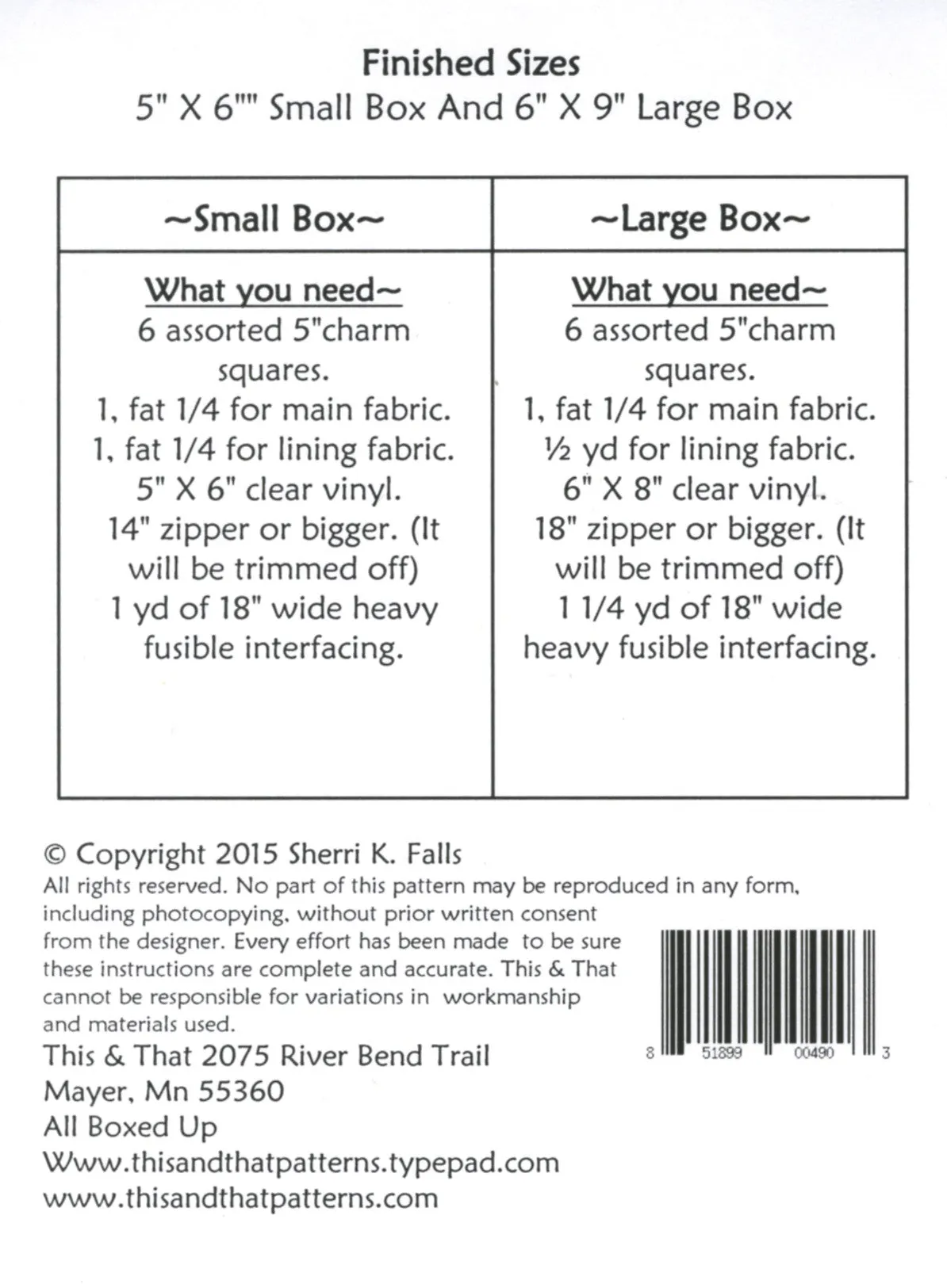 All Boxed Up Pattern