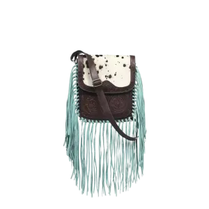 Ariat Women's Calf Hair Turquoise Fring Purses Crossbody Bag