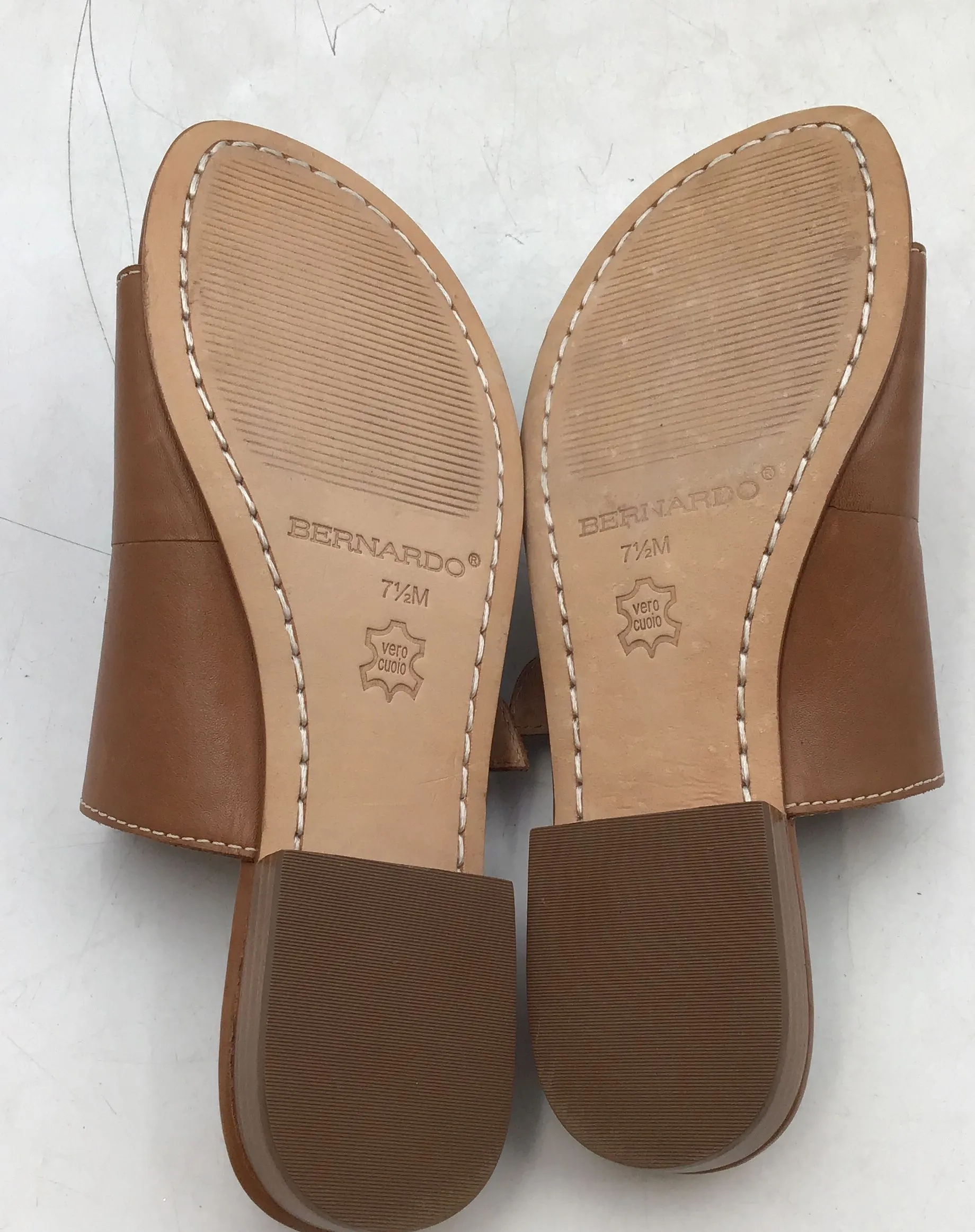 Bernardo Women's Tobi Brown Block Heel Slip-On Slide Sandals - Size 7.5 M