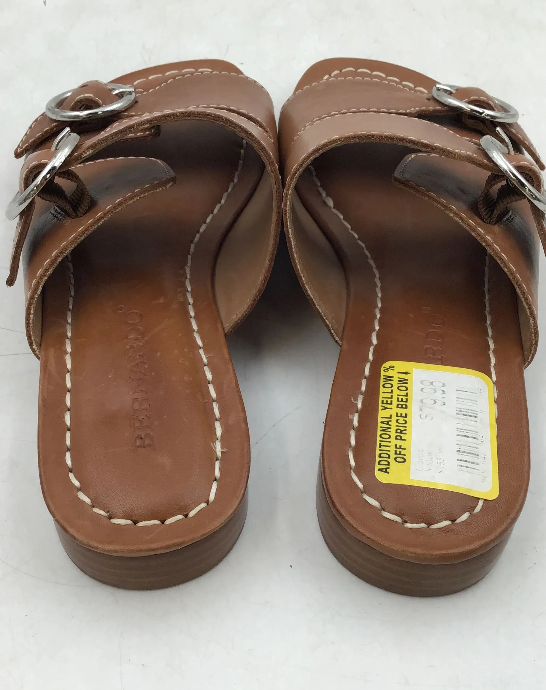 Bernardo Women's Tobi Brown Block Heel Slip-On Slide Sandals - Size 7.5 M