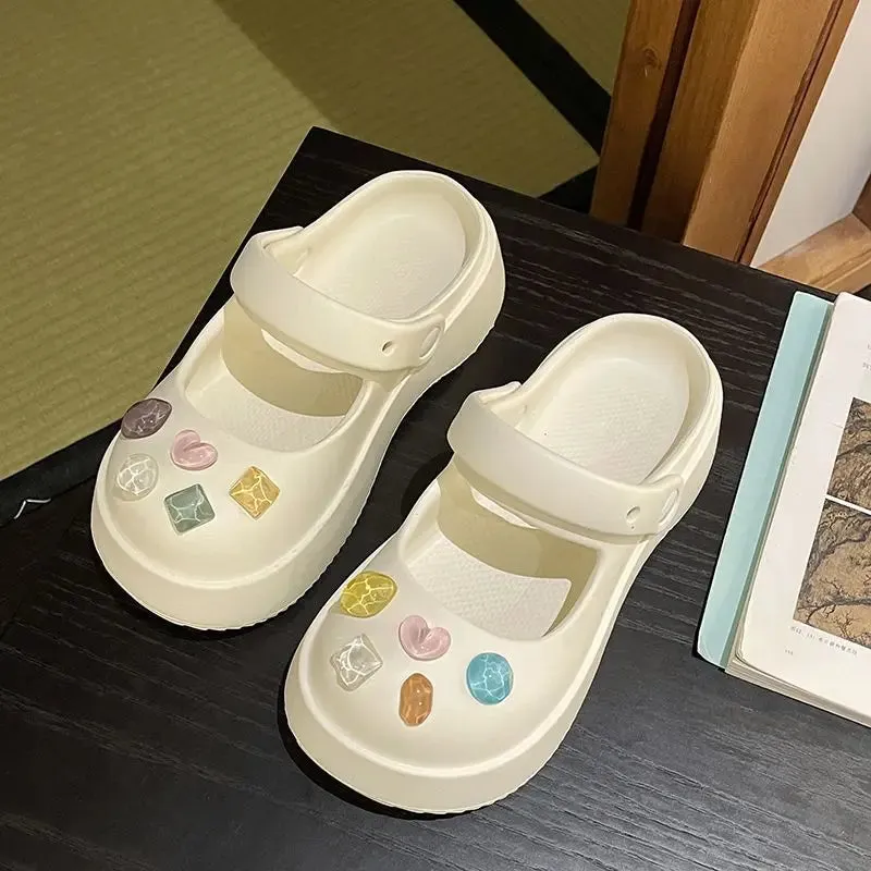 binfenxie  -  Summer New Fashion Holes Shoes Women Wear Casual Sandals Two Wear Bao Head Drag EVA Non-slip Soft Platform Women Slippers