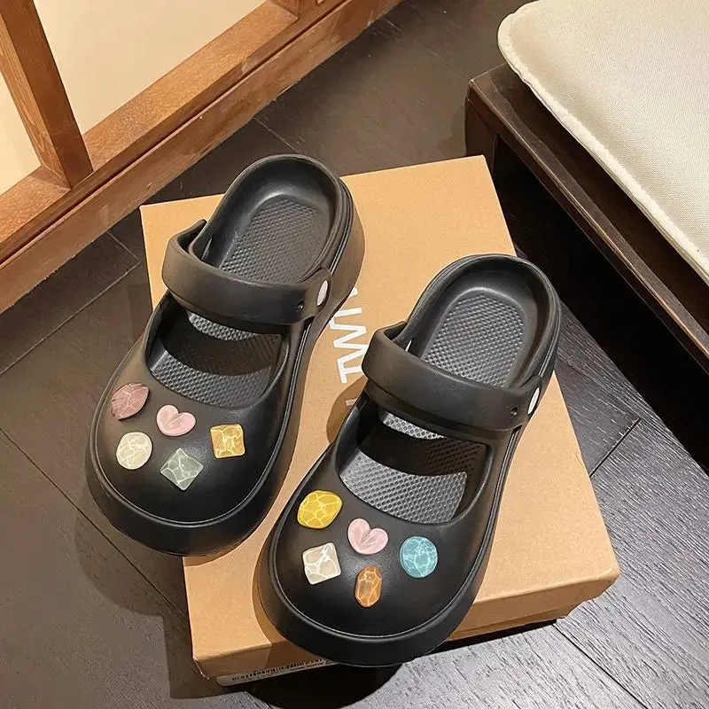 binfenxie  -  Summer New Fashion Holes Shoes Women Wear Casual Sandals Two Wear Bao Head Drag EVA Non-slip Soft Platform Women Slippers
