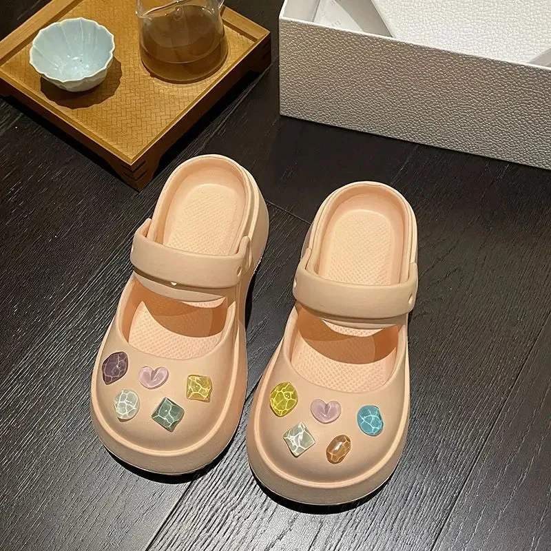 binfenxie  -  Summer New Fashion Holes Shoes Women Wear Casual Sandals Two Wear Bao Head Drag EVA Non-slip Soft Platform Women Slippers