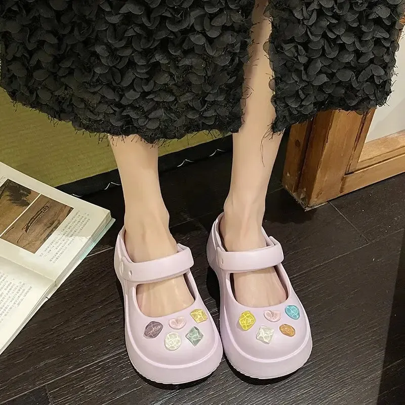binfenxie  -  Summer New Fashion Holes Shoes Women Wear Casual Sandals Two Wear Bao Head Drag EVA Non-slip Soft Platform Women Slippers
