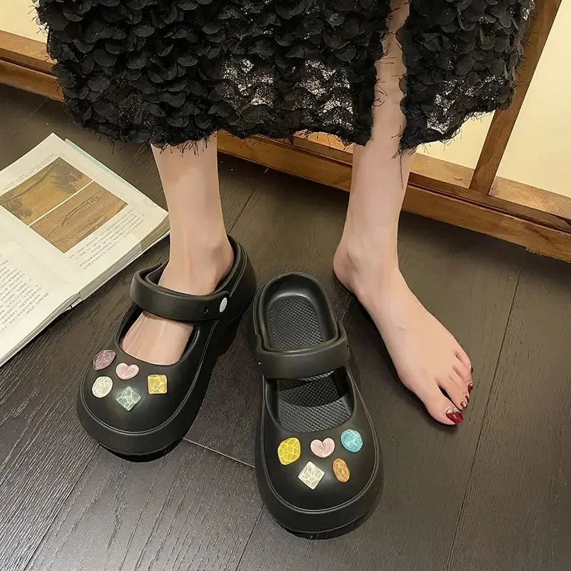binfenxie  -  Summer New Fashion Holes Shoes Women Wear Casual Sandals Two Wear Bao Head Drag EVA Non-slip Soft Platform Women Slippers