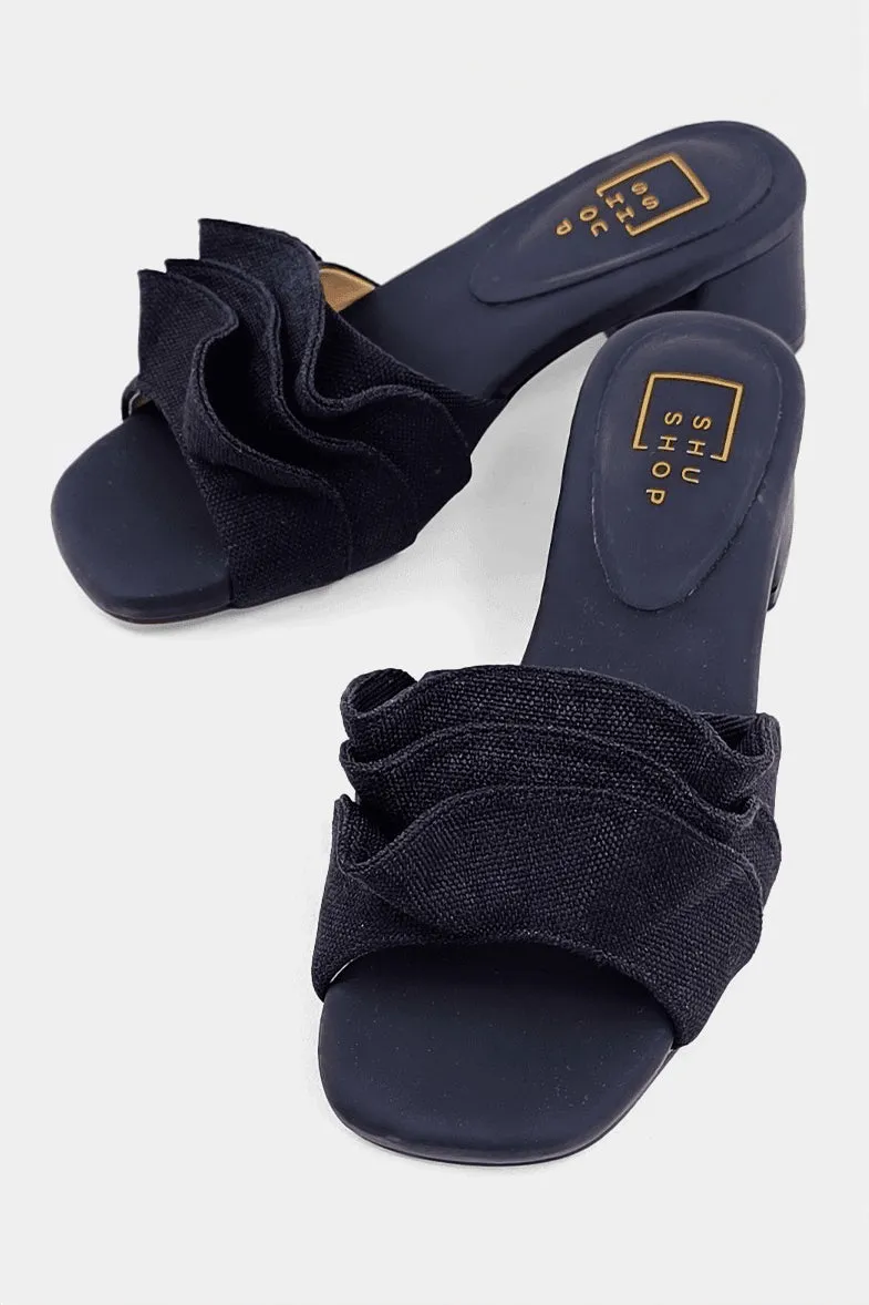 Black Frances Slip-On Sandals