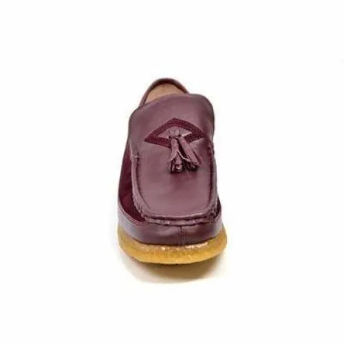 British Walkers Brooklyn Men's Burgundy Leather and Suede Crepe Sole Slip On