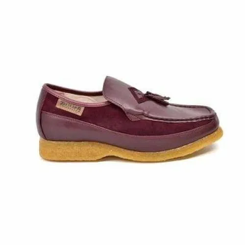 British Walkers Brooklyn Men's Burgundy Leather and Suede Crepe Sole Slip On