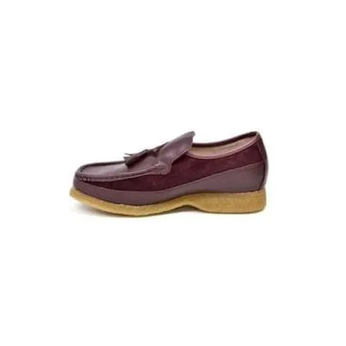 British Walkers Brooklyn Men's Burgundy Leather and Suede Crepe Sole Slip On