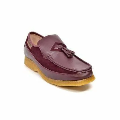 British Walkers Brooklyn Men's Burgundy Leather and Suede Crepe Sole Slip On
