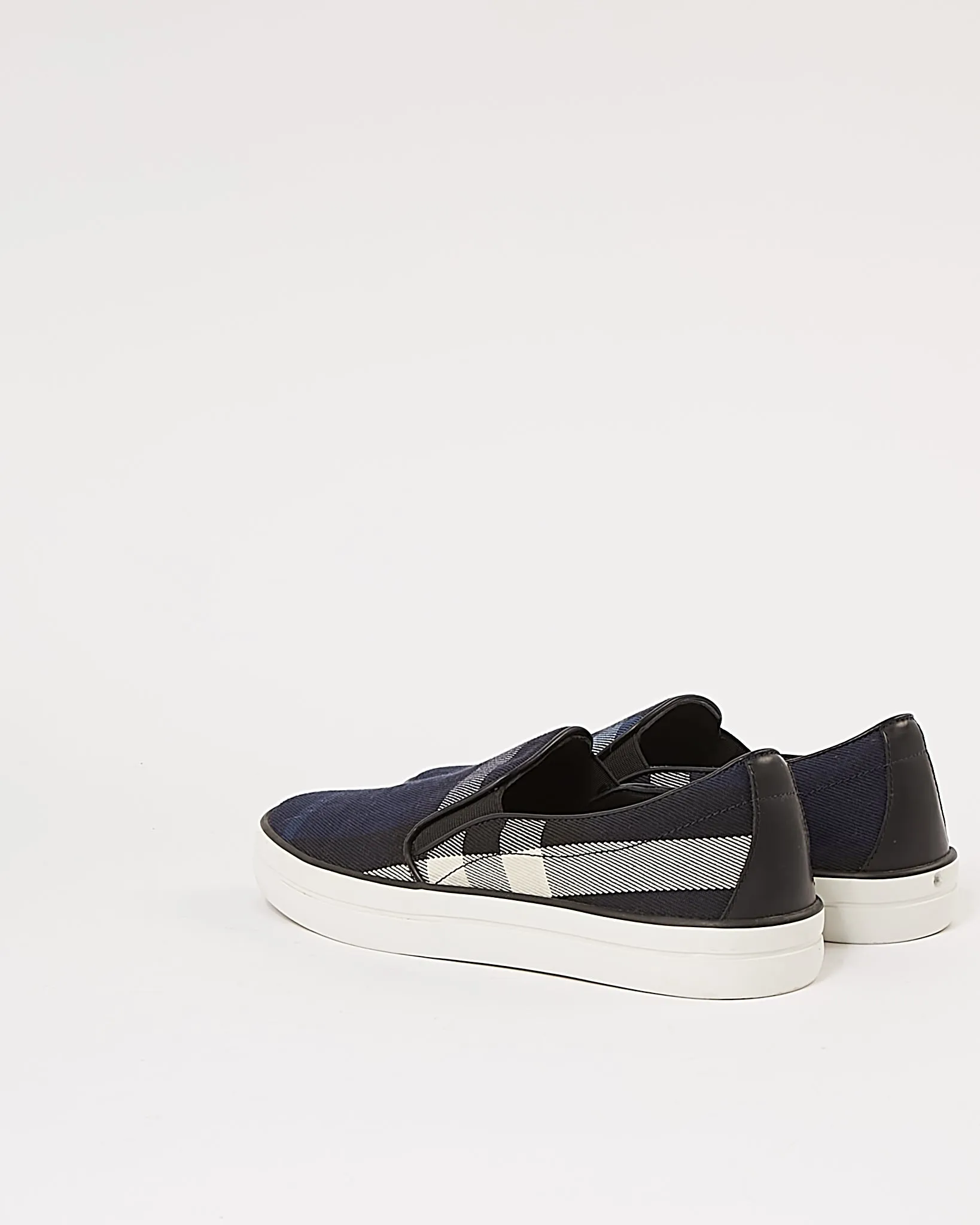 Burberry Navy Canvas Check Slip on Sneakers - 37