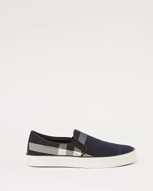 Burberry Navy Canvas Check Slip on Sneakers - 37