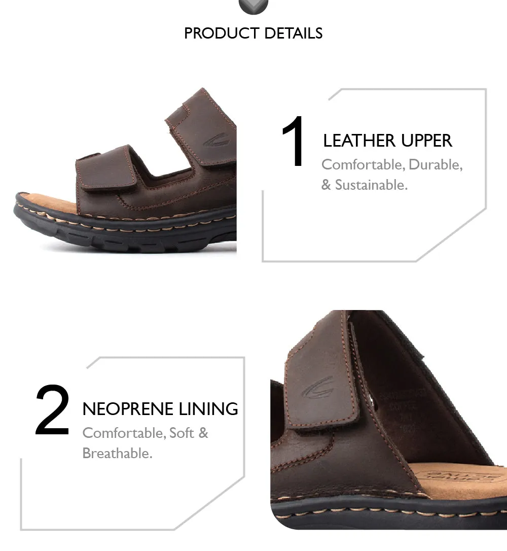 camel active Leather Slip On Sandals Men Coffee FRUDGE 892413-ES3SV-33