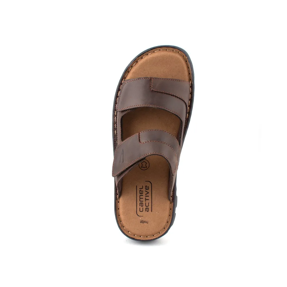 camel active Leather Slip On Sandals Men Coffee FRUDGE 892413-ES3SV-33