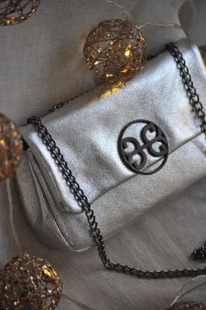 Carla Leather Shoulder Bag - Silver