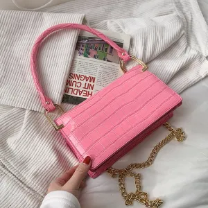 Christmas Gift LEFTSIDE Stone Pattern PU Leather Crossbody Shoulder Bag For Women 2021 Trendy Luxury Fashion Small Handbags And Purses Chain