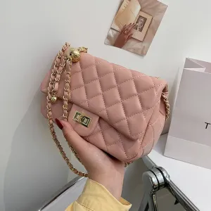 Christmas Gift Lingge Chain Small PU Leather Crossbody Bags 2021 Summer Luxury Branded Trendy Fashion Shoulder Handbag And Purses