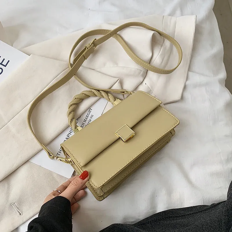 Christmas Gift Rope Shape Handle Design PU Leather Small Crossbody Bags with Short Handles for Women 2021 Female Shoulder Purses and Handbags