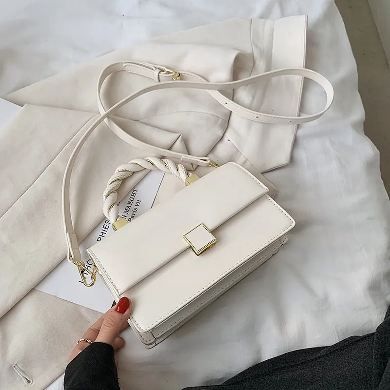 Christmas Gift Rope Shape Handle Design PU Leather Small Crossbody Bags with Short Handles for Women 2021 Female Shoulder Purses and Handbags