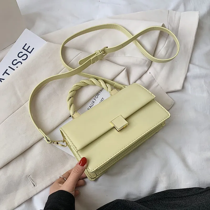 Christmas Gift Rope Shape Handle Design PU Leather Small Crossbody Bags with Short Handles for Women 2021 Female Shoulder Purses and Handbags