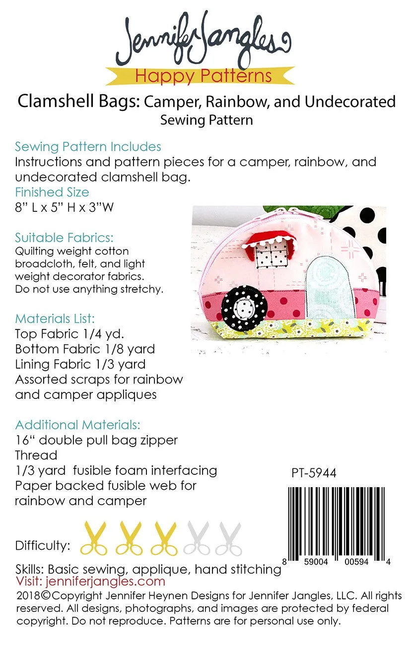 Clamshell Bags - Camper, Rainbow, and Undecorated