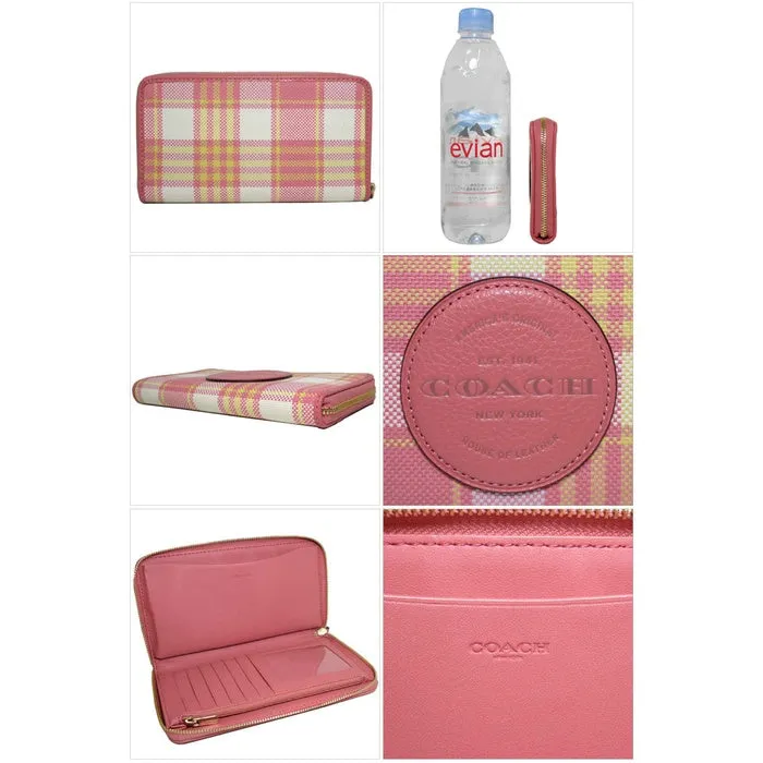 COACH C8680 Plaid Logo Patch Large Phone Wallet with Dempsey Strap Round Zip Smartphone Case iPhone Case