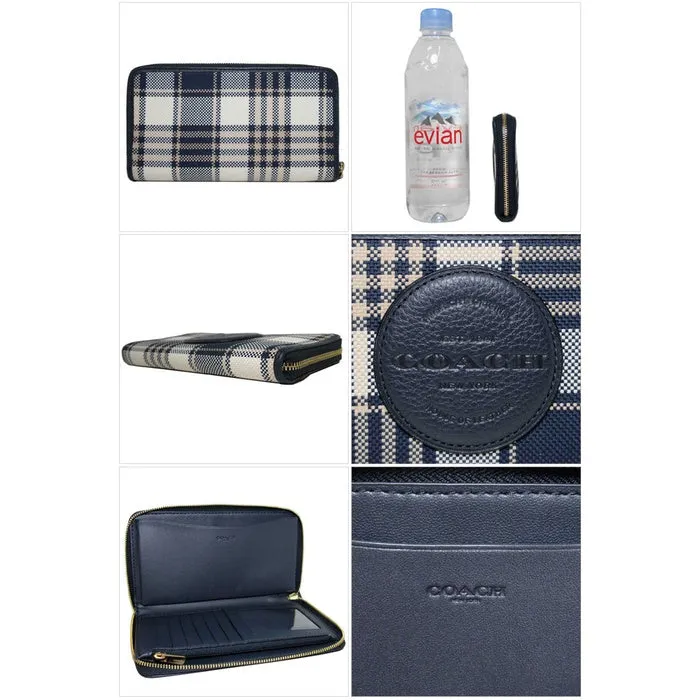 COACH C8680 Plaid Logo Patch Large Phone Wallet with Dempsey Strap Round Zip Smartphone Case iPhone Case