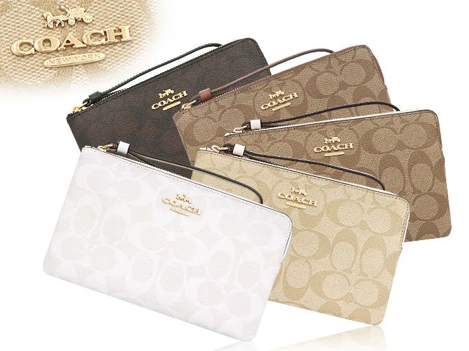 Coach Large Wristlet Signature Canvas/Leather