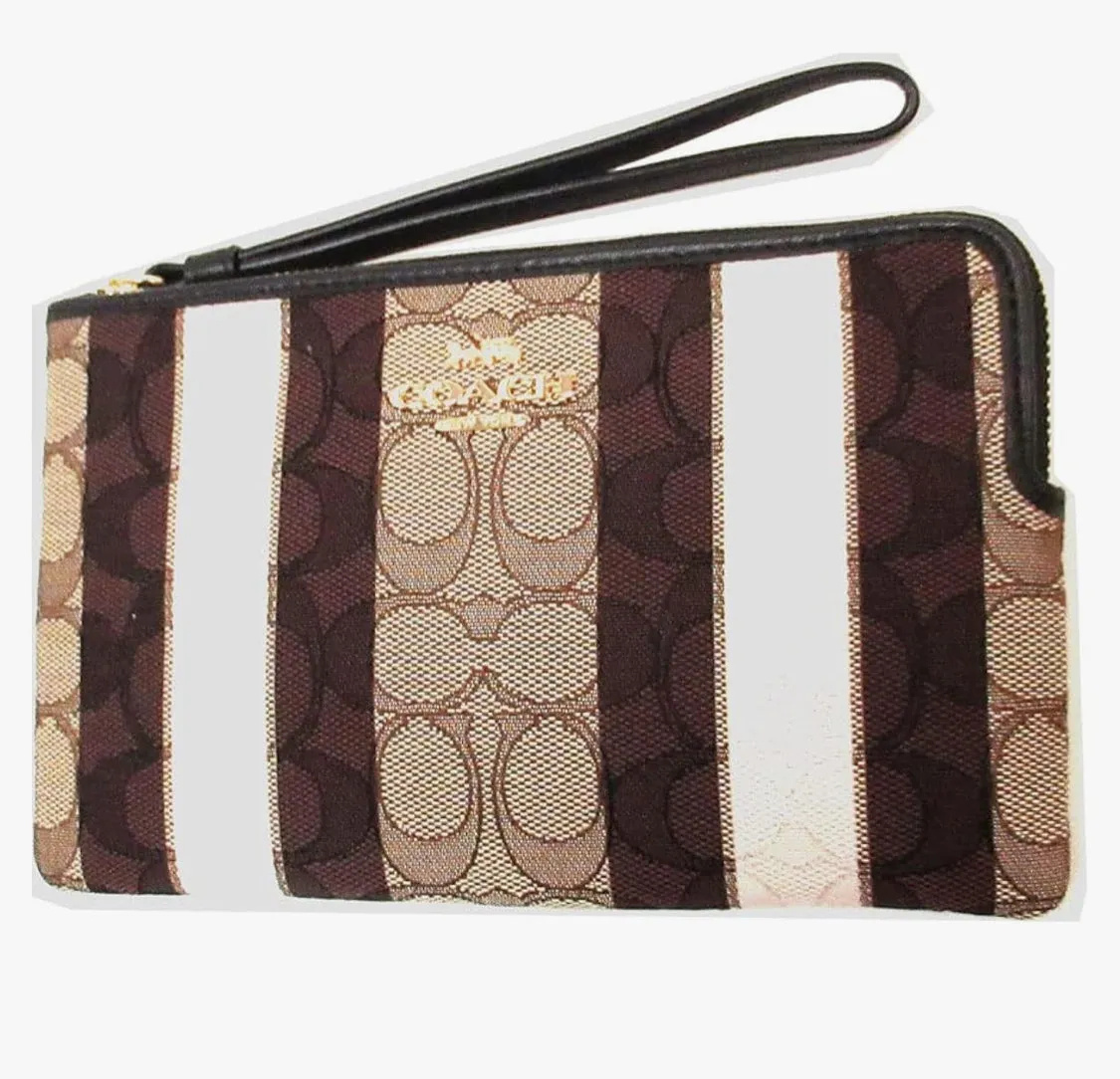 Coach Large Wristlet Signature Canvas/Leather