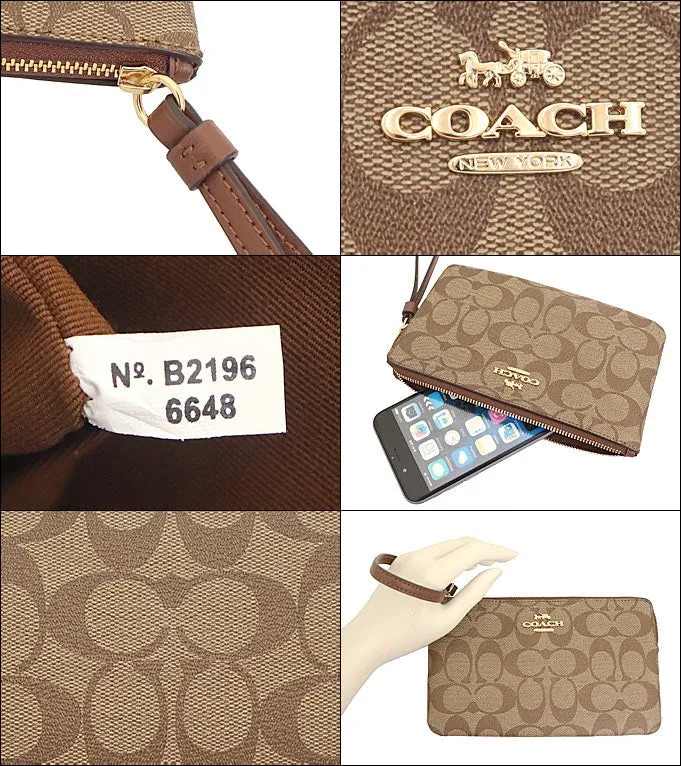Coach Large Wristlet Signature Canvas/Leather
