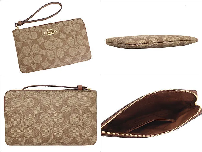 Coach Large Wristlet Signature Canvas/Leather