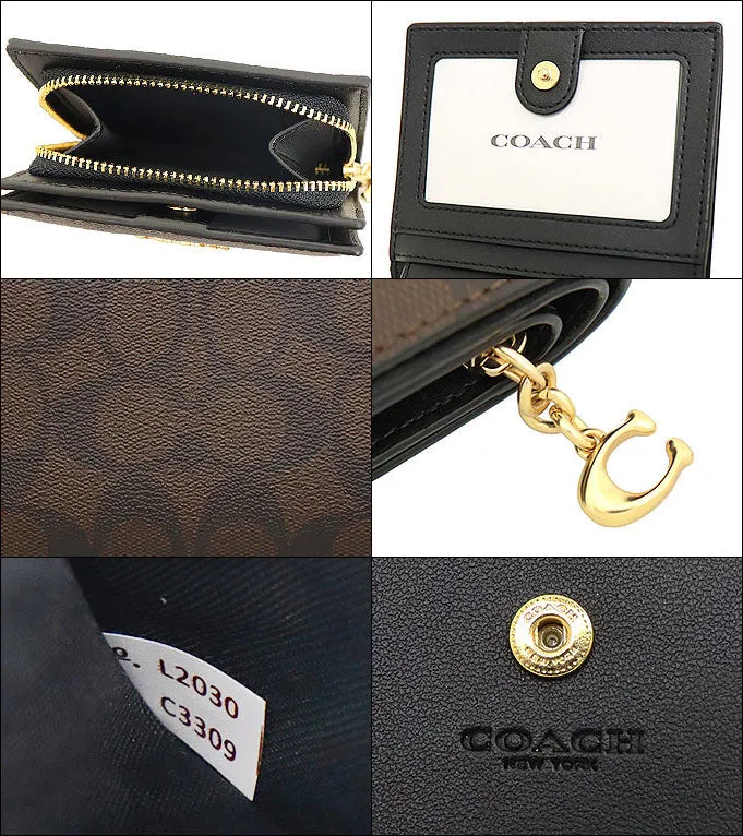 COACH Wallet Bi-Fold Wallet FC3309 Signature PVC Leather C Charm Snap Zip
