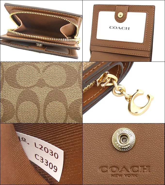 COACH Wallet Bi-Fold Wallet FC3309 Signature PVC Leather C Charm Snap Zip