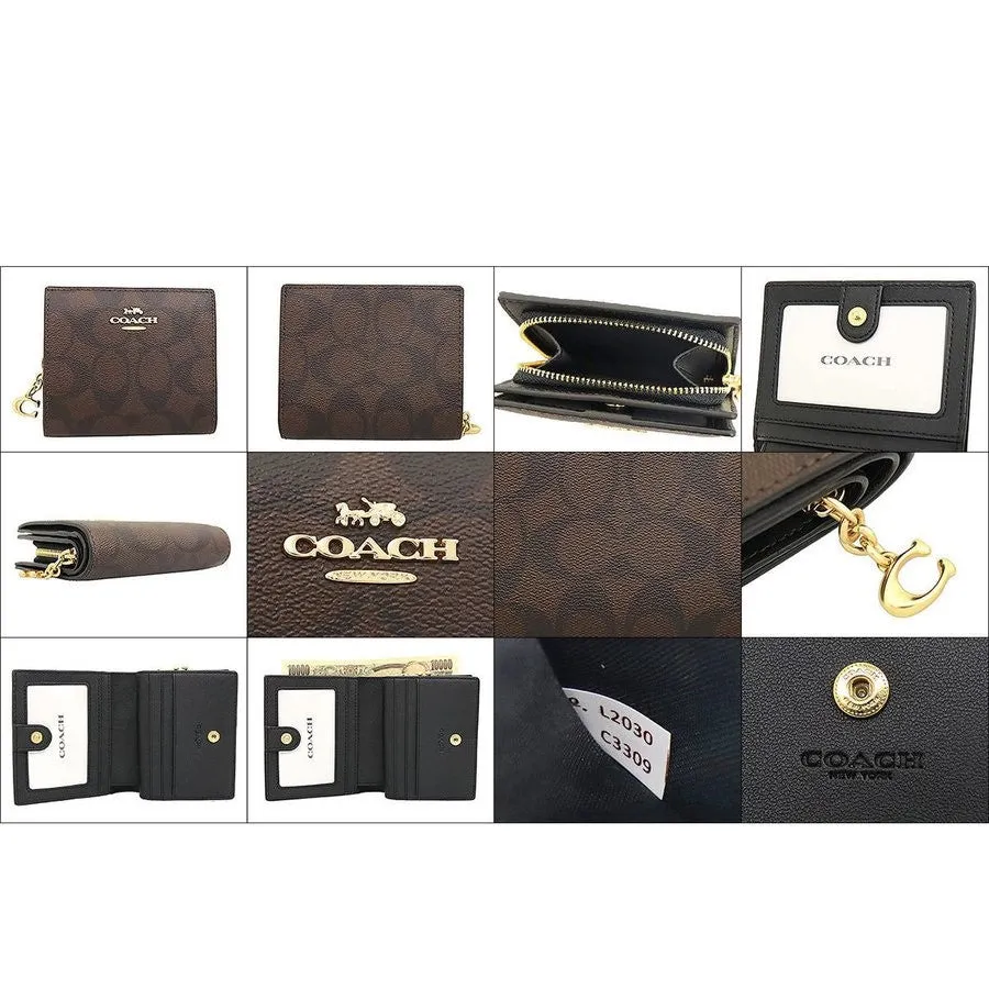 COACH Wallet Bi-Fold Wallet FC3309 Signature PVC Leather C Charm Snap Zip
