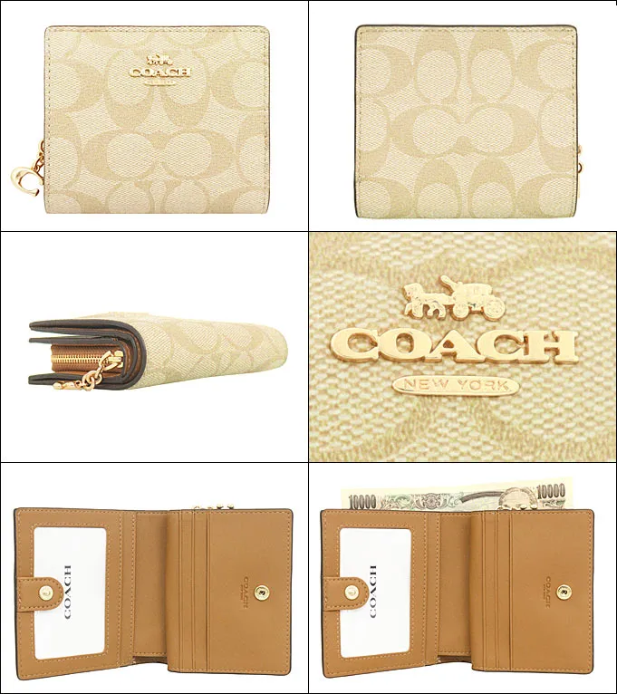 COACH Wallet Bi-Fold Wallet FC3309 Signature PVC Leather C Charm Snap Zip