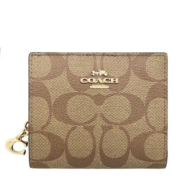 COACH Wallet Bi-Fold Wallet FC3309 Signature PVC Leather C Charm Snap Zip