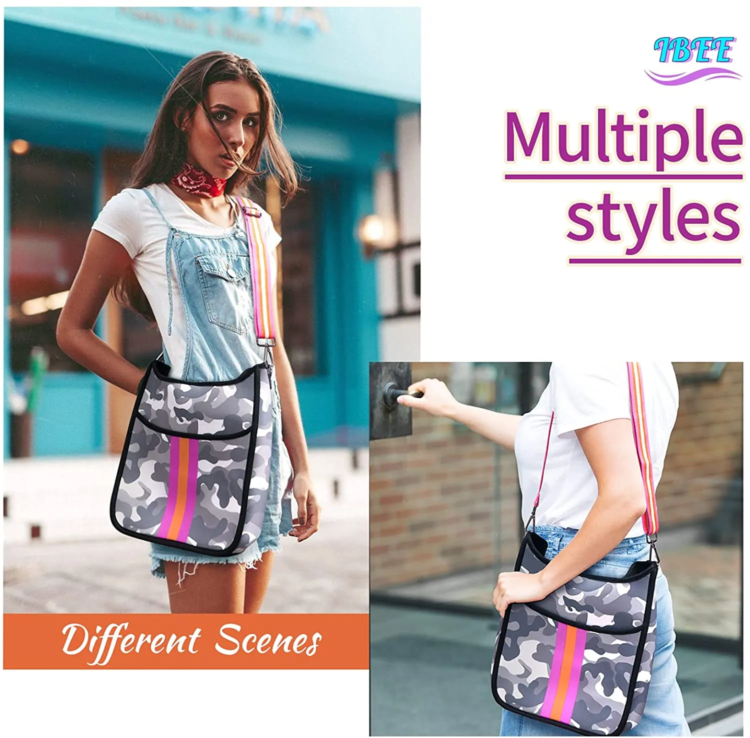 Crossbody Bag For Women, Neoprene Messenger Bag Travel Shoulder Bag | Ounamei MC34