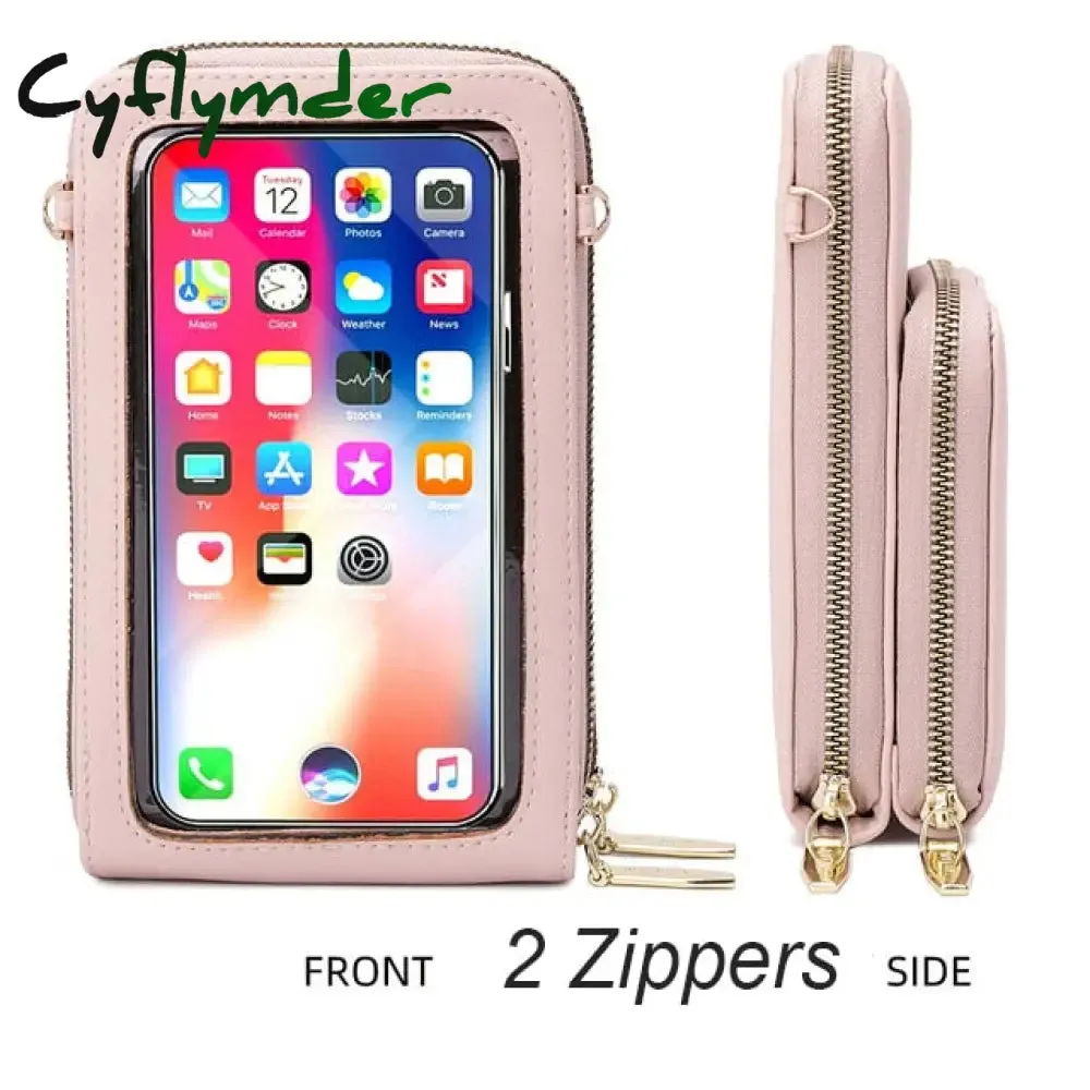 Cyflymder Touchable Cell Phone Shoulder Bags Women Multi-functional Pocket Mini Crossbody Bag Card Purse Ladies Small Female Messenger Bag