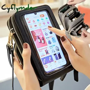Cyflymder Touchable Cell Phone Shoulder Bags Women Multi-functional Pocket Mini Crossbody Bag Card Purse Ladies Small Female Messenger Bag